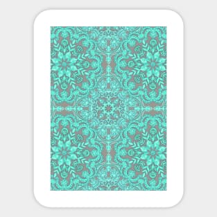 Mint Green & Grey Folk Art Pattern Sticker